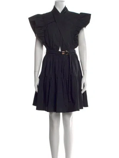 Pre-owned Derek Lam V-neck Mini Dress In Black