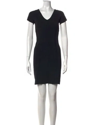 Pre-owned Derek Lam V-neck Mini Dress In Black