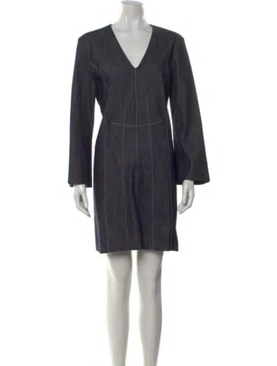 Pre-owned Derek Lam V-neck Mini Dress In Blue