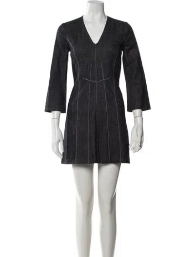 Pre-owned Derek Lam V-neck Mini Dress In Blue