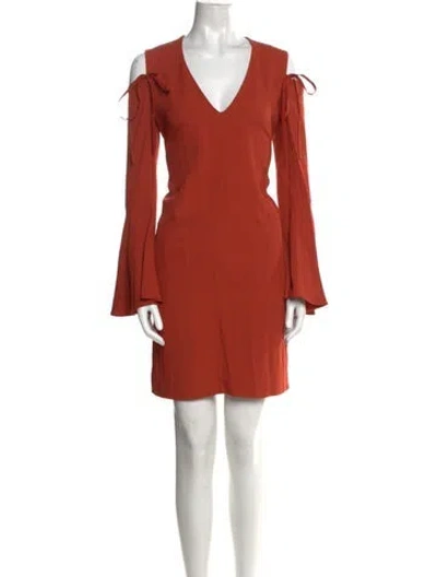 Pre-owned Derek Lam V-neck Mini Dress In Orange