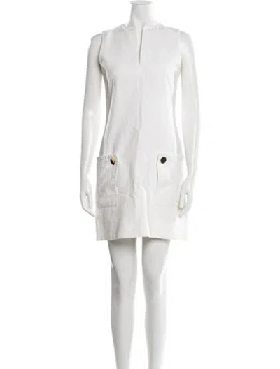 Pre-owned Derek Lam V-neck Mini Dress In White
