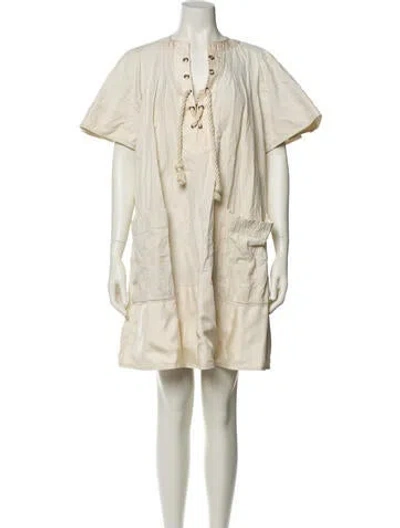 Pre-owned Derek Lam V-neck Mini Dress In Yellow