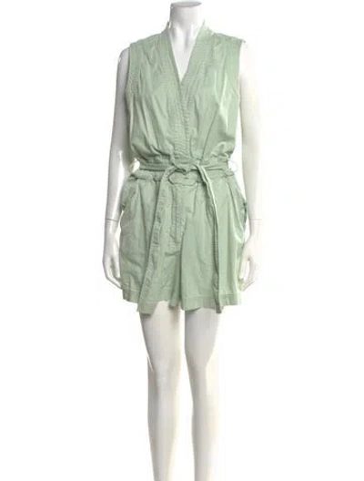 Pre-owned Derek Lam V-neck Romper In Green