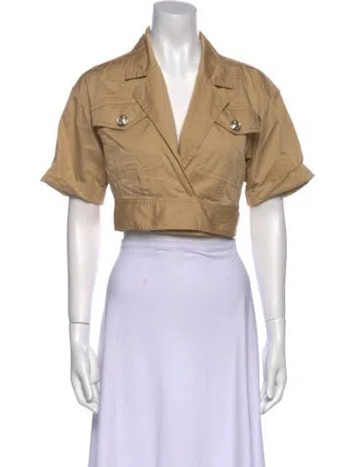 Pre-owned Derek Lam V-neck Short Sleeve Crop Top In Neutral