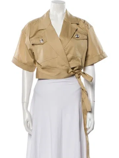 Pre-owned Derek Lam V-neck Short Sleeve Crop Top In White