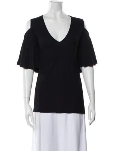 Pre-owned Derek Lam V-neck Short Sleeve Top In Black