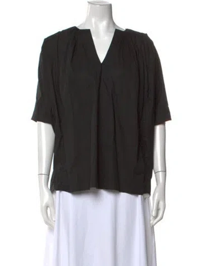 Pre-owned Derek Lam V-neck Short Sleeve Top In Black