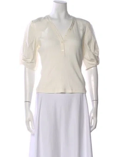 Pre-owned Derek Lam V-neck Short Sleeve Top In Neutral