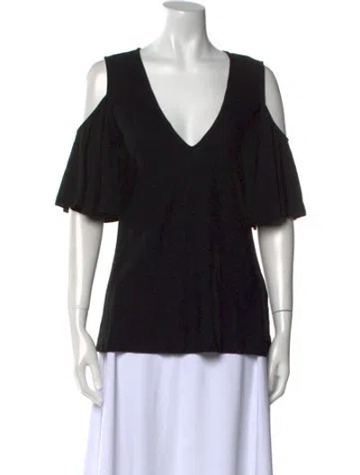 Pre-owned Derek Lam V-neck Short Sleeve T-shirt In Black