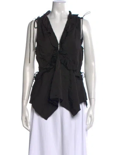 Pre-owned Derek Lam V-neck Sleeveless Top In Black