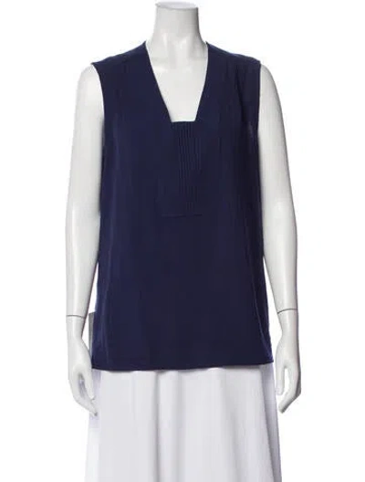 Pre-owned Derek Lam V-neck Sleeveless Top In Blue