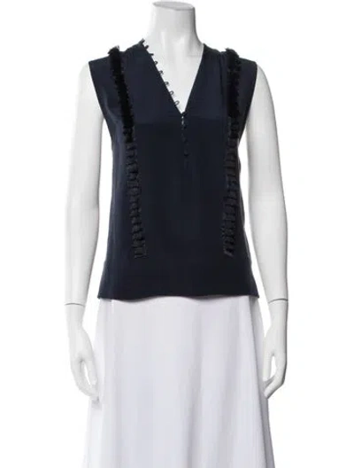 Pre-owned Derek Lam V-neck Sleeveless Top In Blue