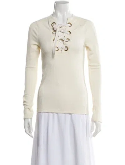 Pre-owned Derek Lam V-neck Sweater In White