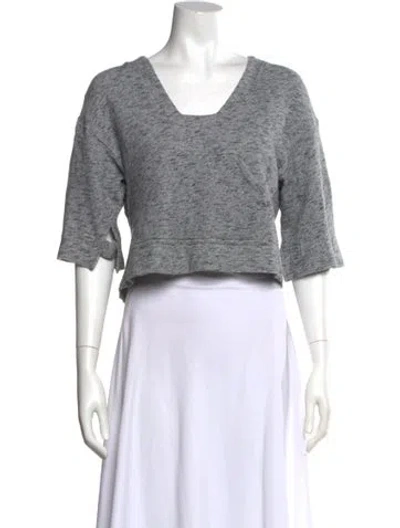 Pre-owned Derek Lam V-neck Three-quarter Sleeve Top In Gray