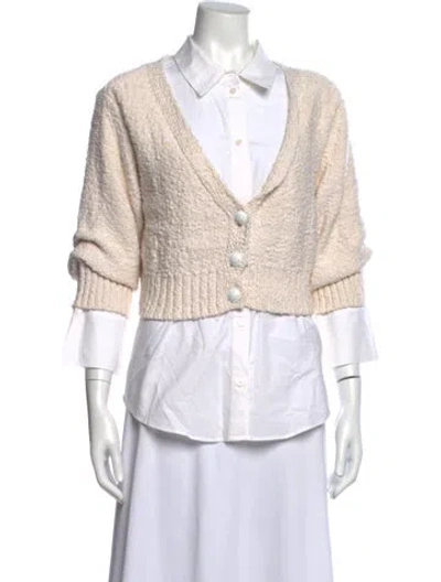 Pre-owned Derek Lam V-neck Three-quarter Sleeve Top In White