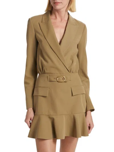 Derek Lam Women's Izara Flare Blazer Mini Dress In Olive