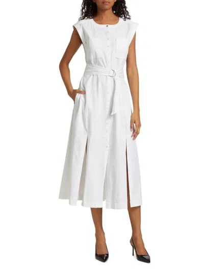 Derek Lam Karina Cap Sleeve Shirt Dress In Blanc