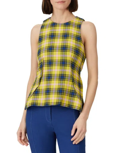 Derek Lam Women's Virgin Wool Blend Check Top In Yellow Multi