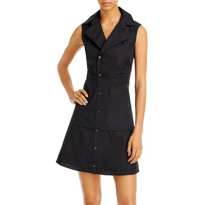Derek Lam Womens Mini Sleeveless Shirtdress In Black