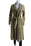 Derek Lam Womens Suede Belted Wrap Coat Ginger Beige In Beige