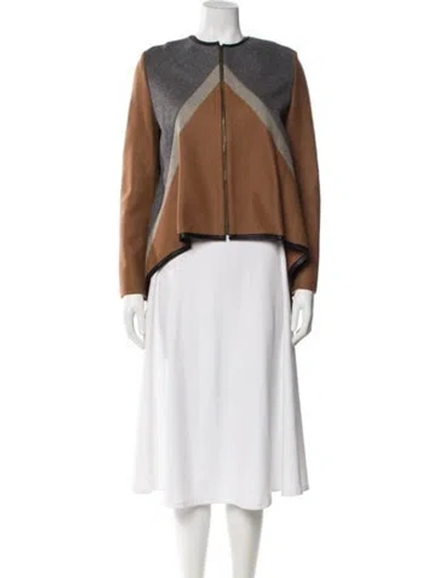 Pre-owned Derek Lam Wool Colorblock Pattern Jacket In Brown