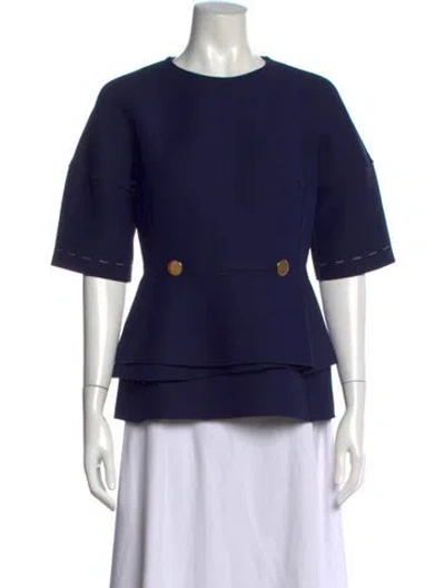 Pre-owned Derek Lam Wool Crew Neck Blouse In Blue