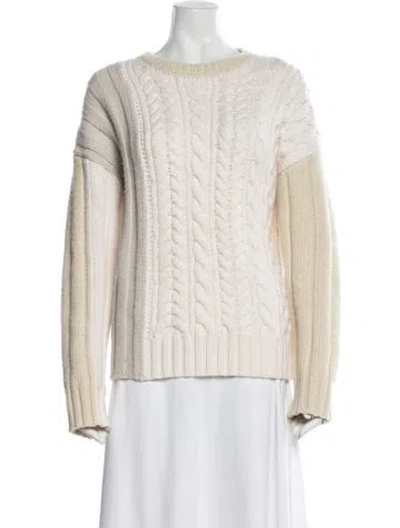 Pre-owned Derek Lam Wool Crew Neck Sweater In White