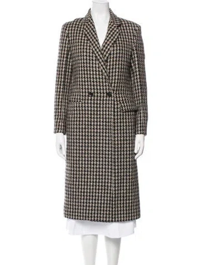 Pre-owned Derek Lam Wool Houndstooth Print Peacoat In Black