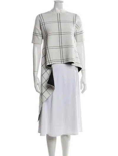 Pre-owned Derek Lam Wool Plaid Print Top In White