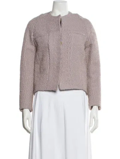 Pre-owned Derek Lam Wool Tweed Pattern Faux Fur Jacket In Purple