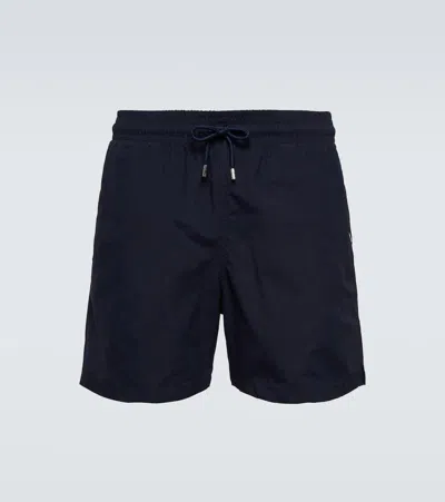 Derek Rose Sydney Linen Drawstring Shorts In Blue