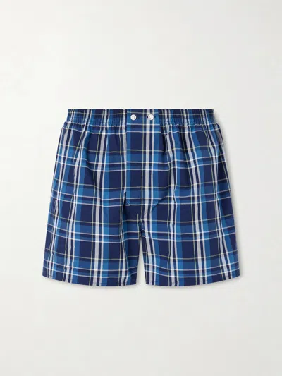 Derek Rose Barker 42 Checked Cotton-jersey Boxer Shorts In Blue