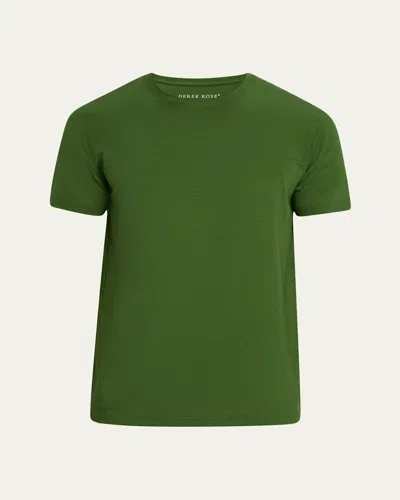 Derek Rose Basel Micro Modal Stretch Crewneck T-shirt In Green