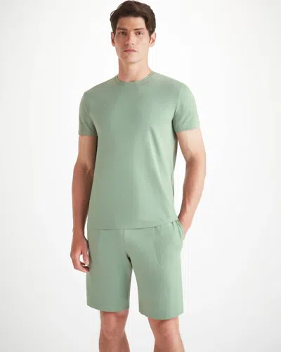 Derek Rose Basel Micro Modal Stretch T-shirt In Eucalyptus In Green