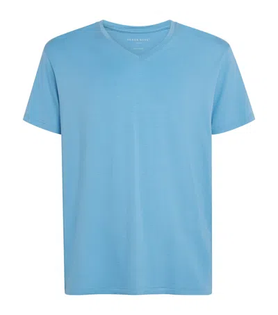 Derek Rose Basel V-neck Lounge T-shirt In Blue