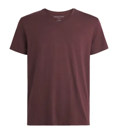 Derek Rose Basel V-neck Lounge T-shirt In Brown