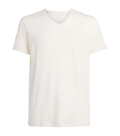 Derek Rose Basel V-neck Lounge T-shirt In White