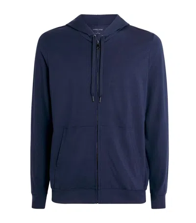 Derek Rose Basel Zip-up Hoodie In Blue