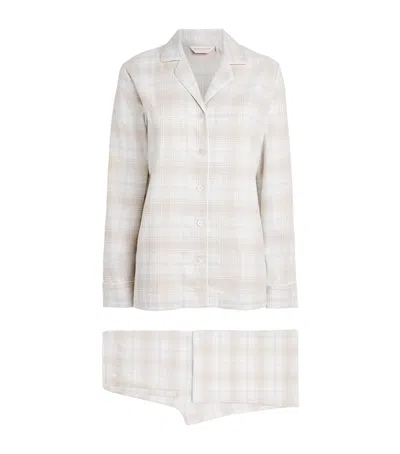 Derek Rose Brushed Cotton Check Pyjama Set In White