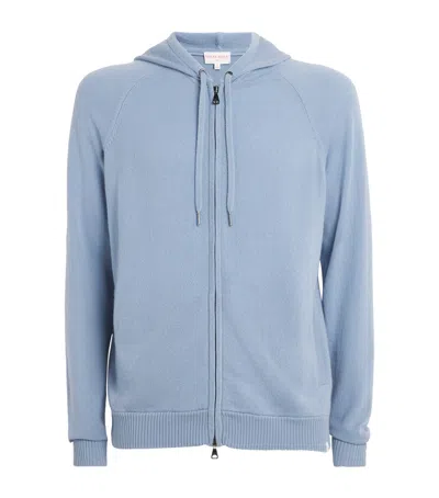 Derek Rose Cashmere Finley Hoodie In Blue