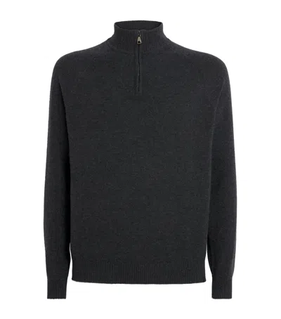 Derek Rose Cashmere Half-zip Finley Sweater In Black