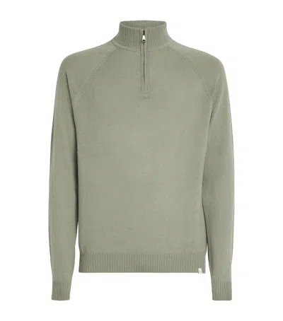Derek Rose Cashmere Quarter-zip Sweater In Green
