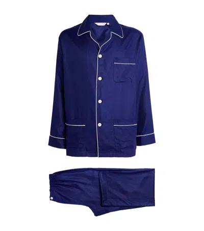 Derek Rose Classic Pyjama Set In Navy