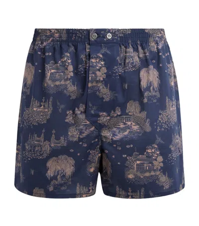 Derek Rose Cotton Boxer Shorts In Navy