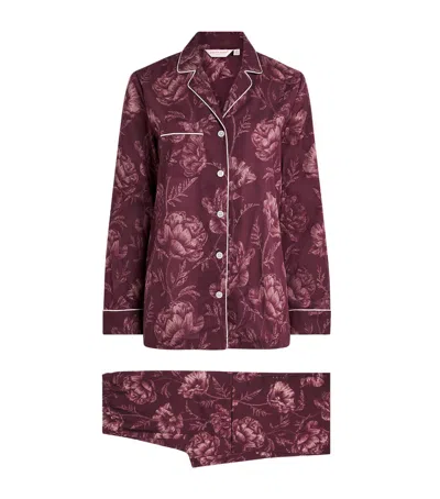 Derek Rose Cotton Floral Ledbury Pyjama Set In Pink