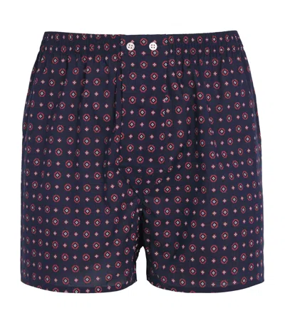 Derek Rose Cotton Geo Print Traditional Boxer Shorts In Blue