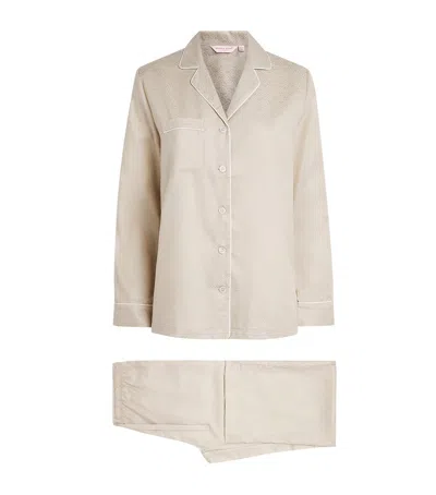 Derek Rose Cotton Jacquard Pyjama Set In Neutral