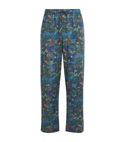 Derek Rose Cotton Jungle Print Lounge Trousers In Multi