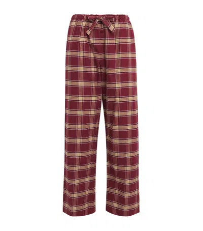 Derek Rose Cotton Kelburn Pyjama Trousers In Burgundy